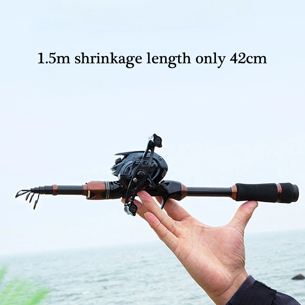 Caña telescópica de carbono para spinning y baitcasting – Pesca en mar y río - imagen 5