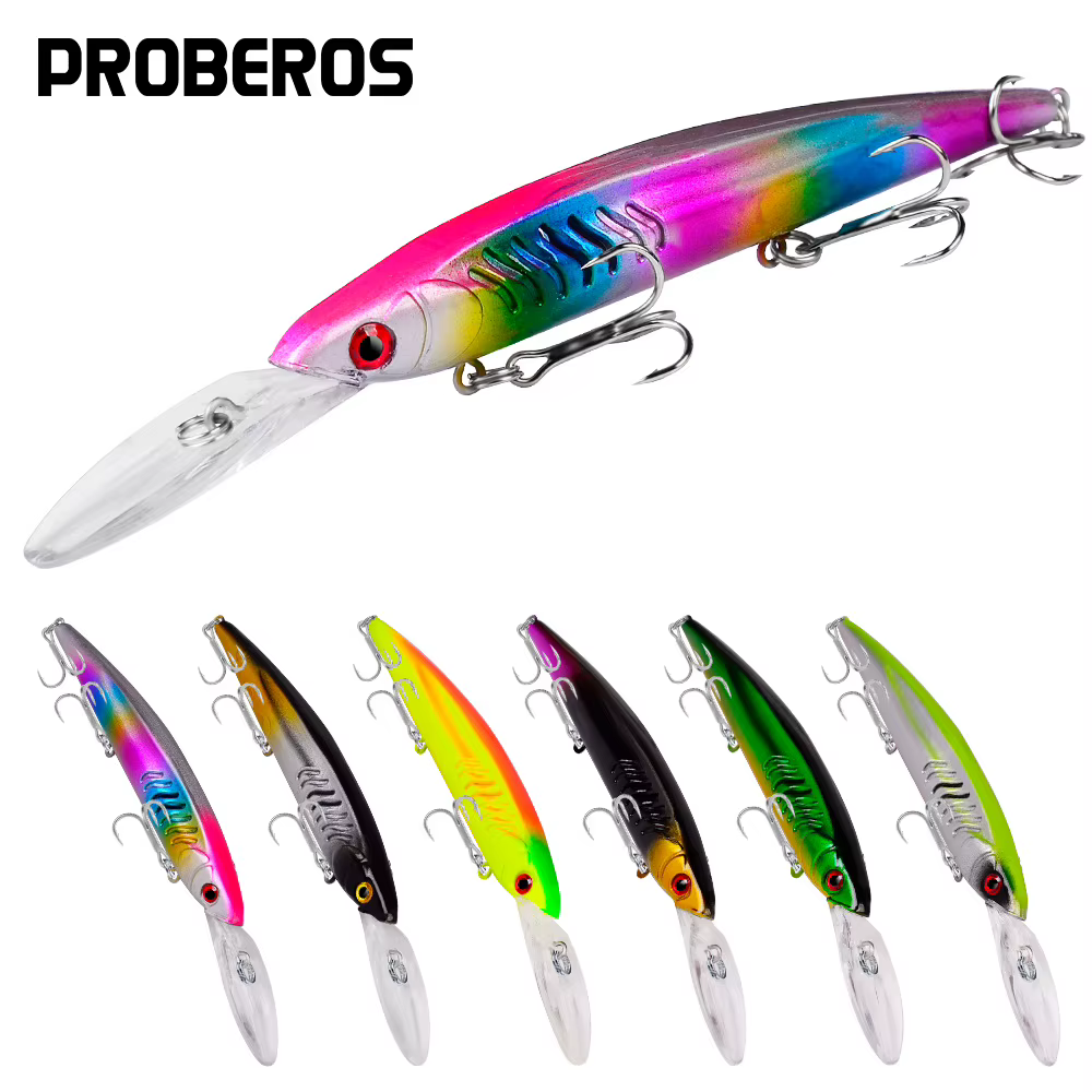 PRO BEROS Wobbler flotante 15 cm x 13 g - Minnow para lubina y carpa - imagen 2