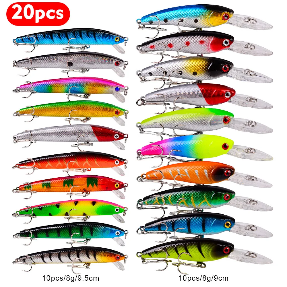 Señuelos tipo minnows y crankbaits con anzuelo triple para lubina