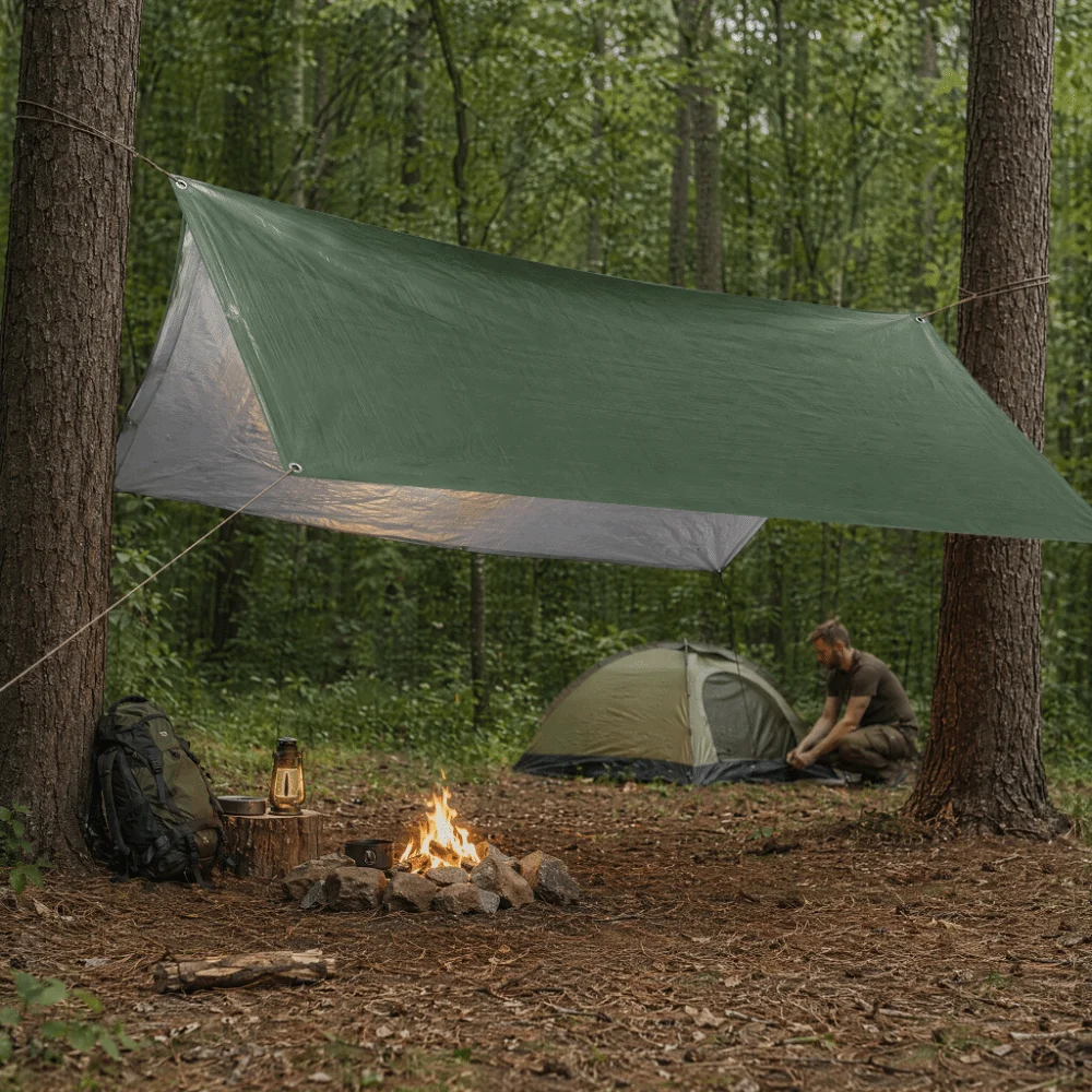 Lona impermeable verde multiusos con ojales y refuerzo UV - imagen 3