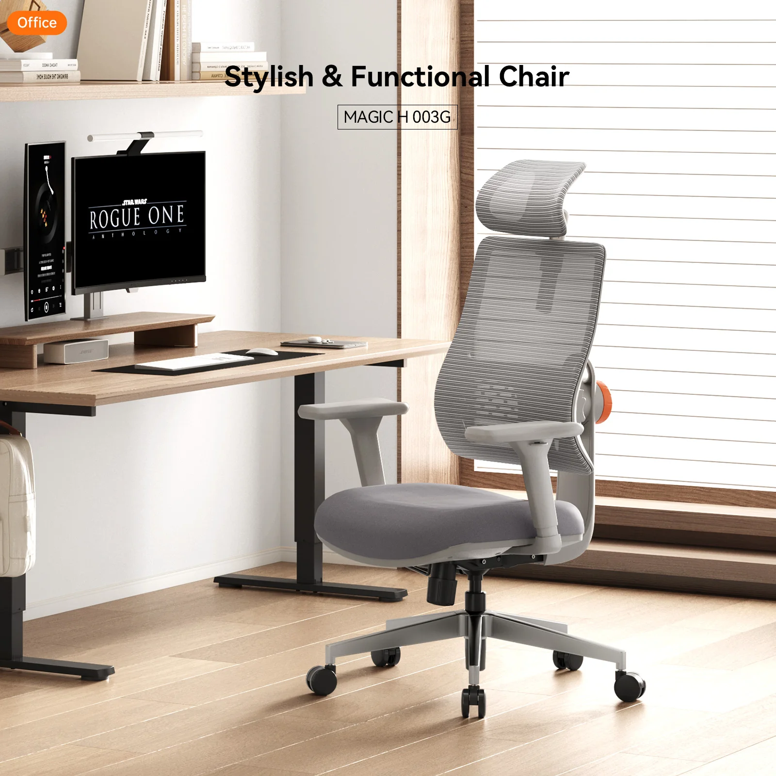 Silla ergonómica de oficina con soporte lumbar adaptativo - imagen 4