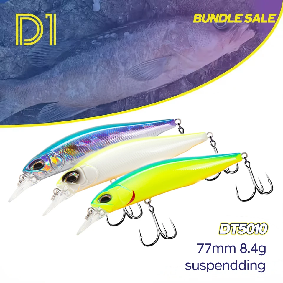 Jerkbait D1 DT5010 – Wobbler duro de 77 mm para lucio - imagen 2