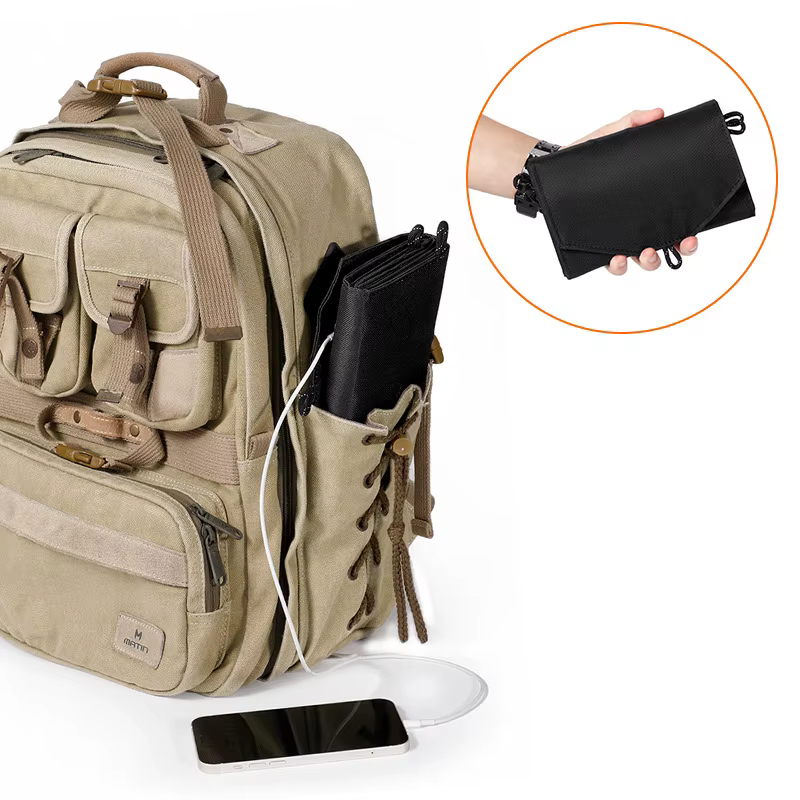 Panel solar plegable 5V USB con power bank y cable - imagen 4