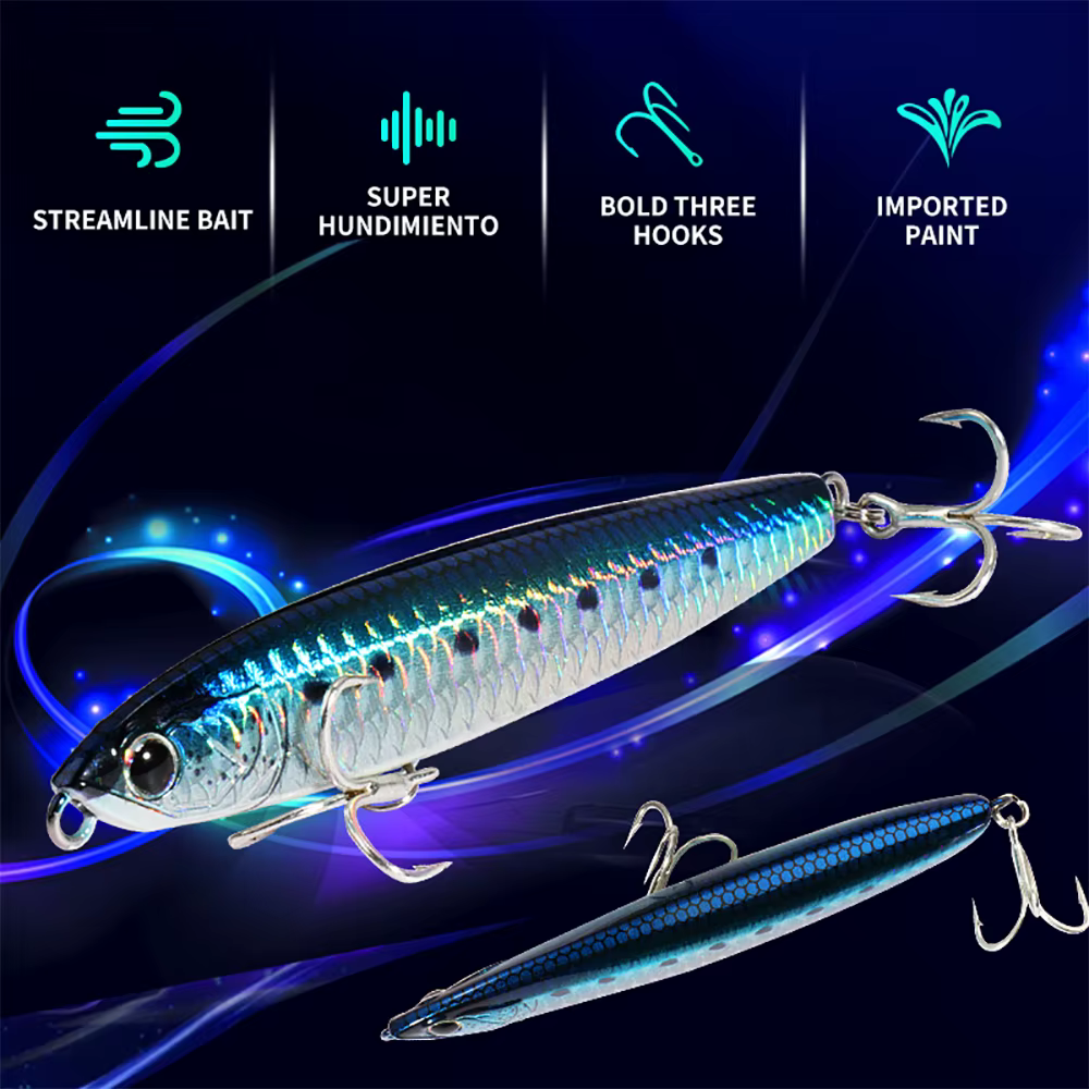 Señuelo lápiz hundible Wobbler Popper – Ideal para spinning marino - imagen 4