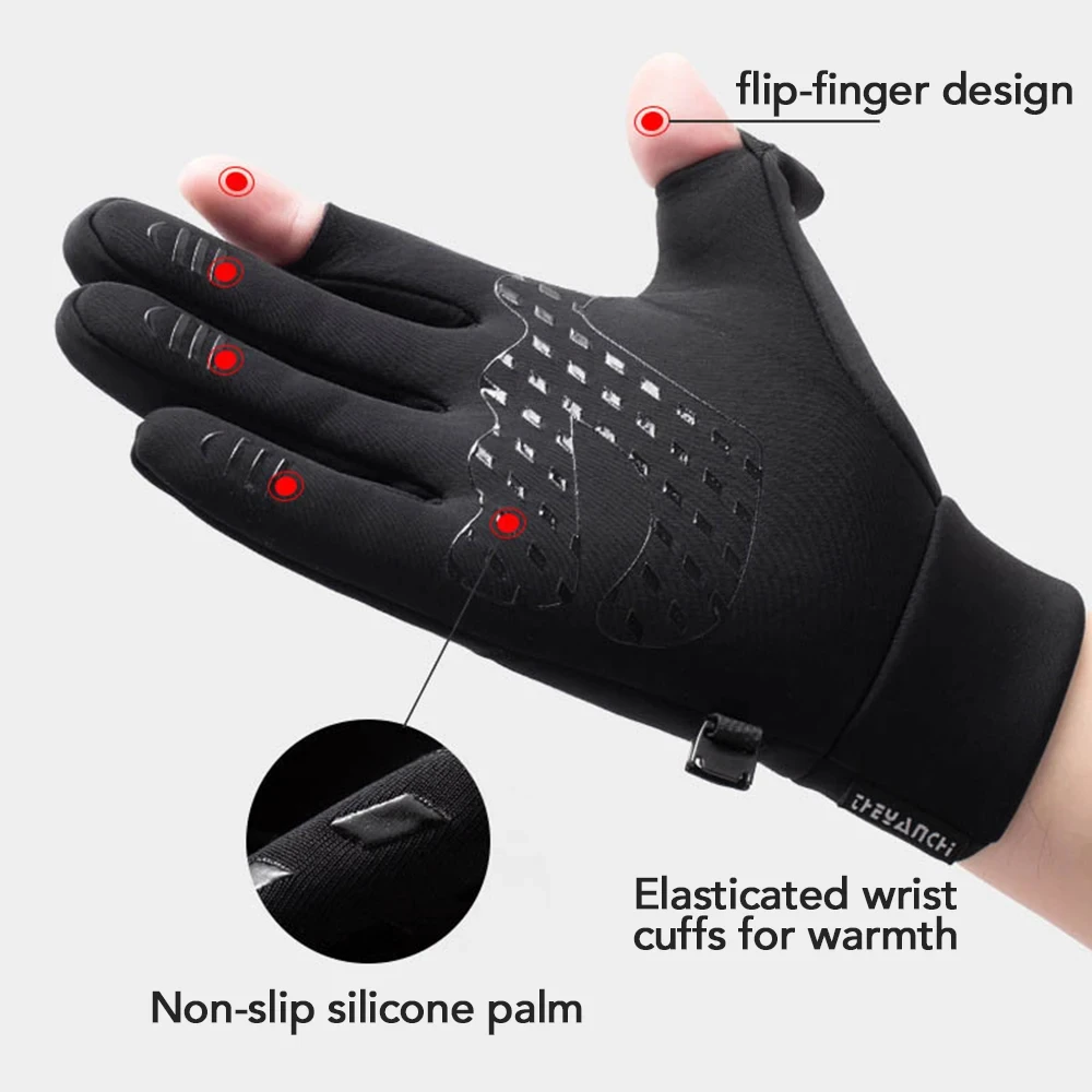 Guantes de pesca invierno impermeables – 2 dedos para clima frío - imagen 3
