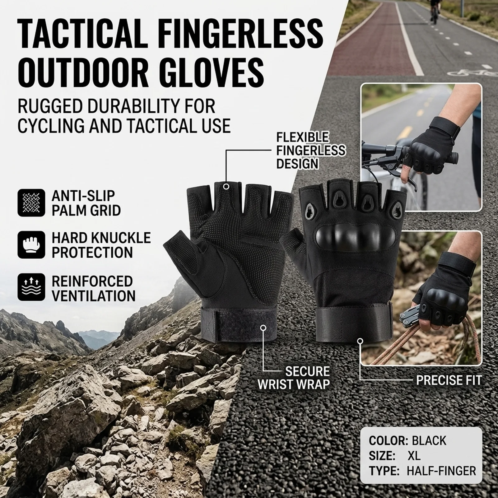 Guantes de pesca antideslizantes de medio dedo para verano - imagen 4