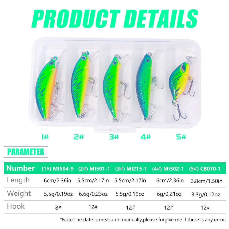 Wobblers Minnow señuelo Jerkbait verde para lubina y trucha - imagen 3
