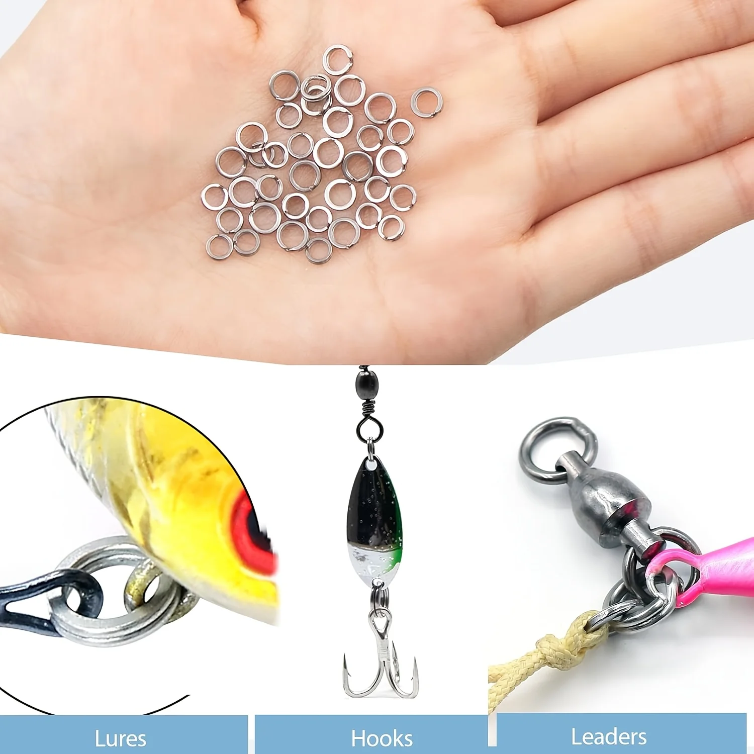 Anillas de pesca doble anillo de acero inoxidable para señuelos - imagen 5