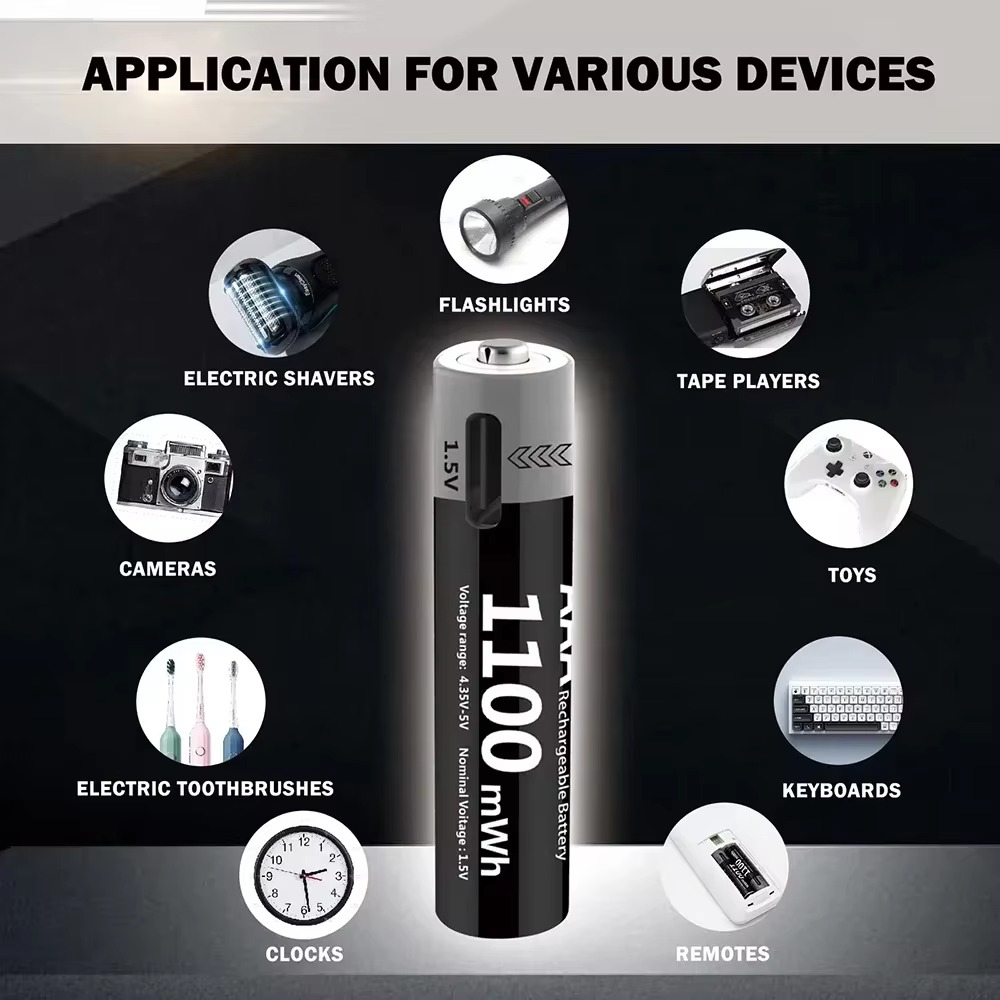 Batería recargable Li-ion USB AAA 1,5V para frontal de pesca - imagen 3