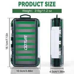 Goture caja de pesca con mosca portátil impermeable con tapa doble