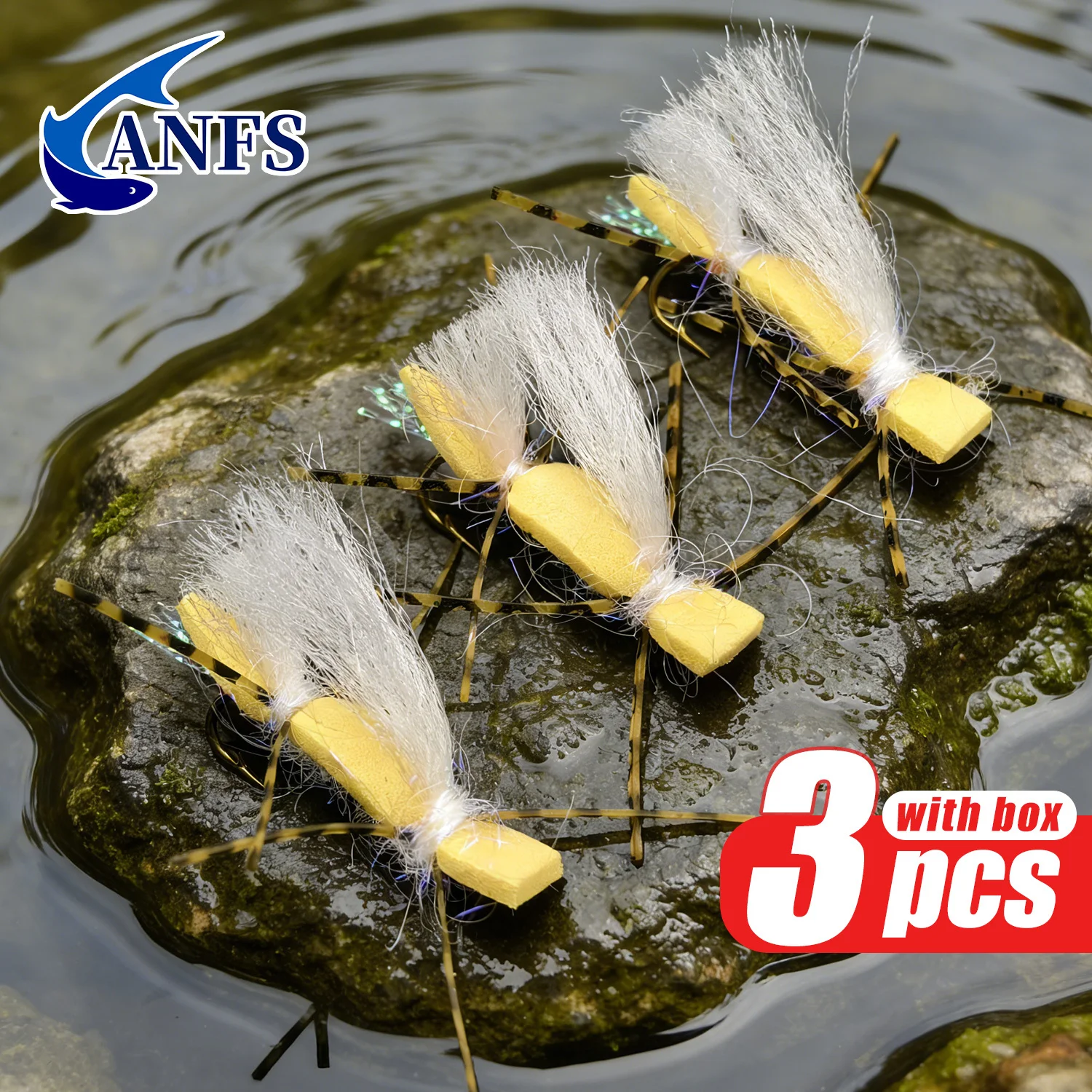 Moscas foam tipo chubby en paquete de 3