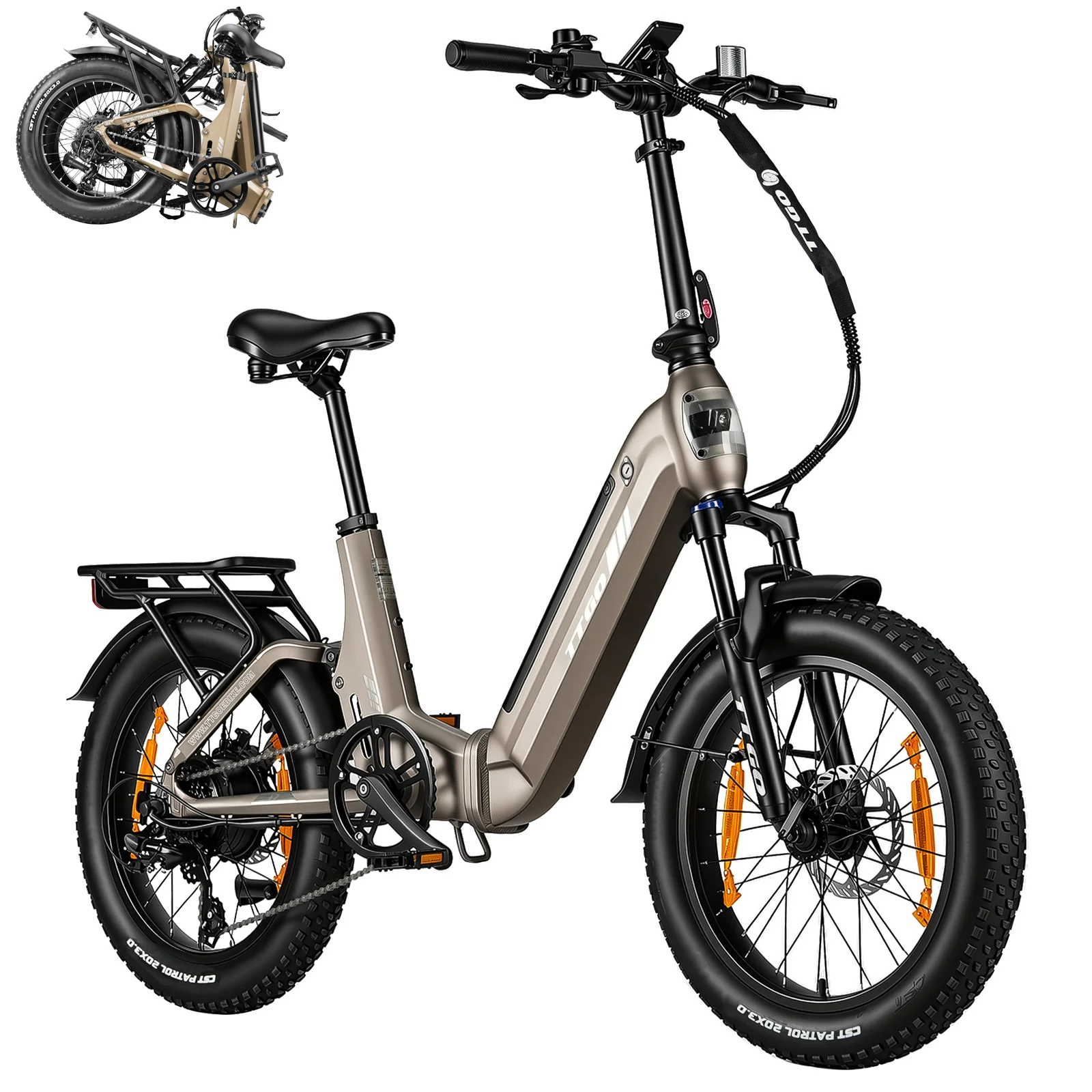 Bicicleta eléctrica plegable TTGO F7 con freno de disco hidráulico