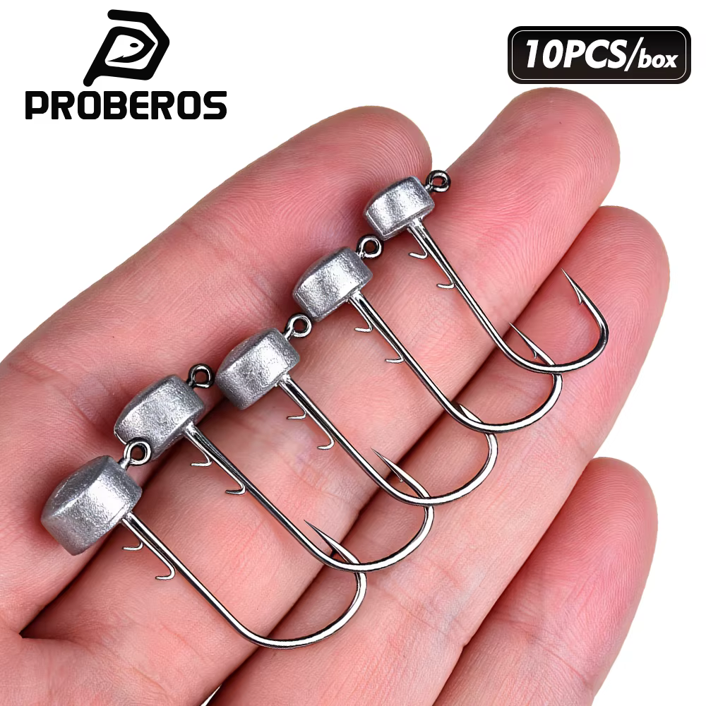 Anzuelos Jig Head Proberos cabeza plana para vinilo salada lubina - imagen 4