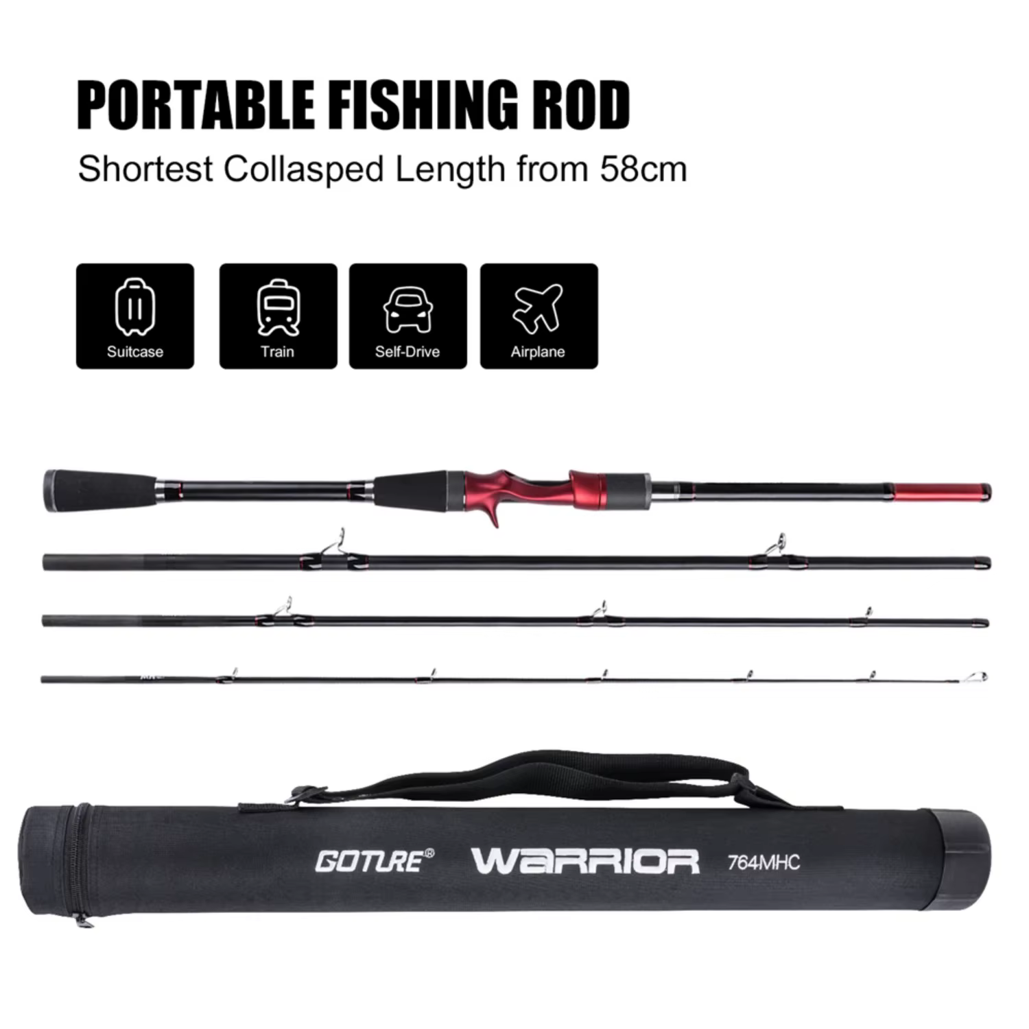 Caña Spinning Goture Fibra de Carbono – para Pesca Salada y Dulce - imagen 2