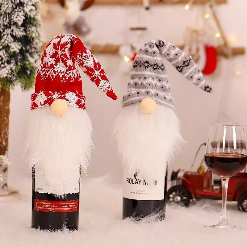Cubierta de botella de vino Papá Noel de lana Adorno navideño - imagen 5