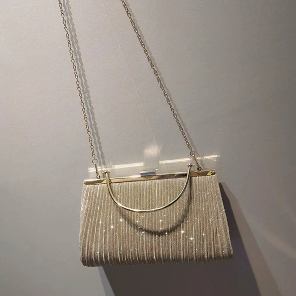 Luxy Moon Bolso de fiesta con lentejuelas y cadena color albaricoque