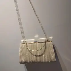 Luxy Moon Bolso de fiesta con lentejuelas y cadena color albaricoque