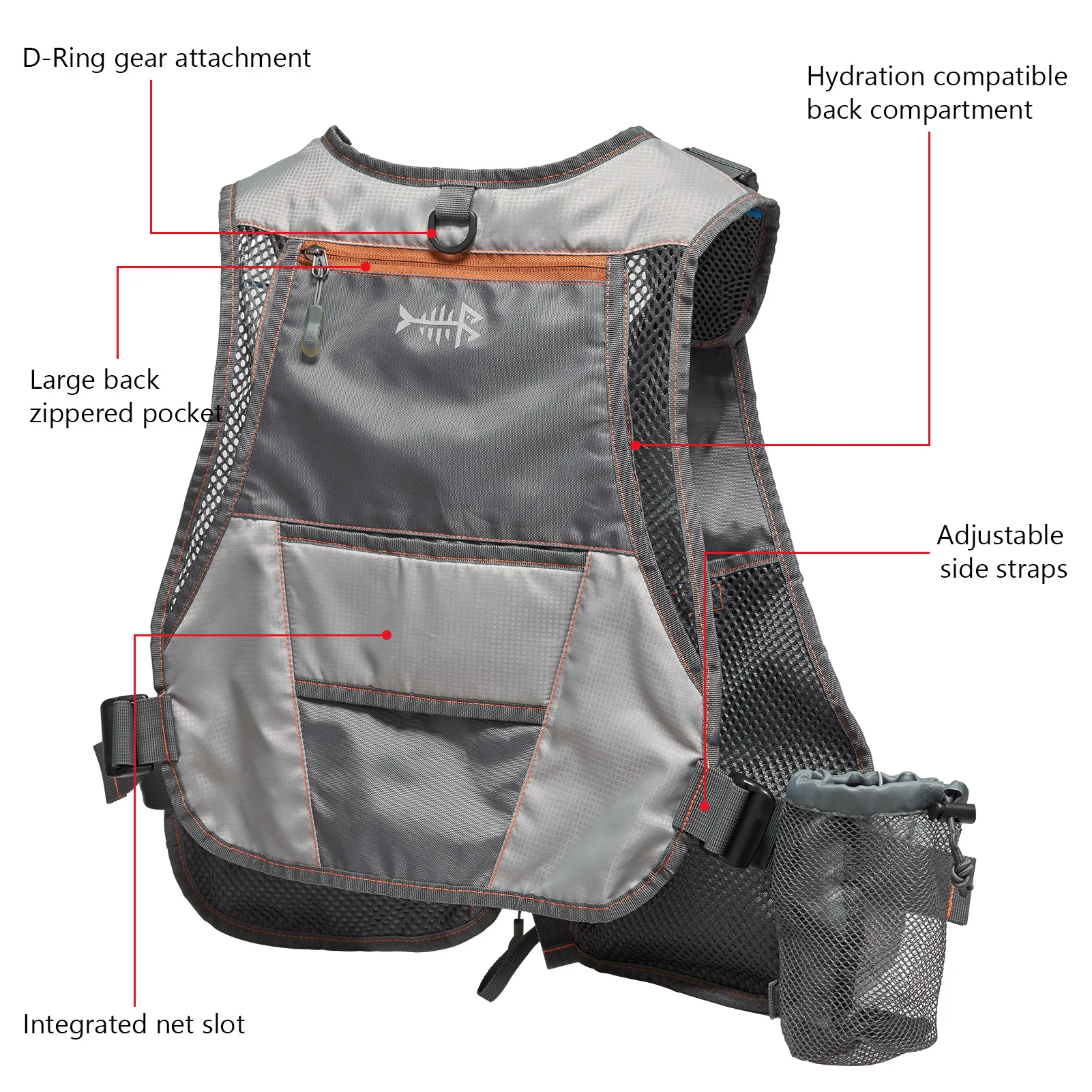 Chaleco Bassdash FV07 portabotellas ajustable para lubina y trucha - imagen 2