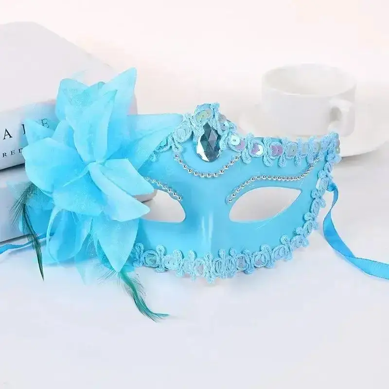 Máscara de encaje media cara con lirio para Halloween y cosplay - imagen 2