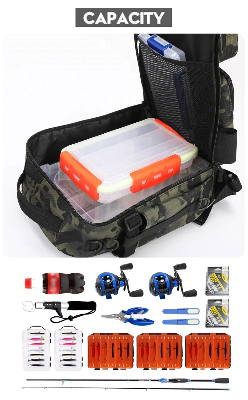 Bolsas y compartimento para equipo de pesca