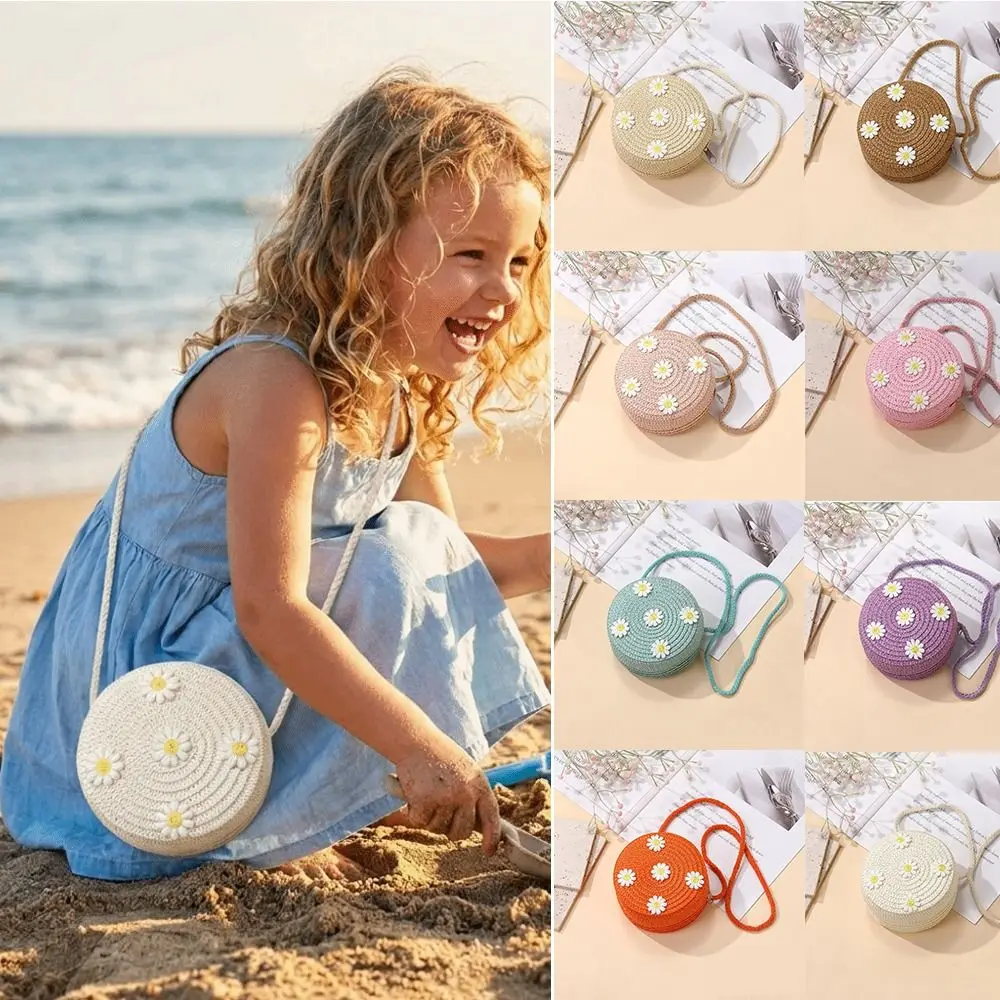 Bolso bandolera margarita tejido paja creativo para niños - imagen 3