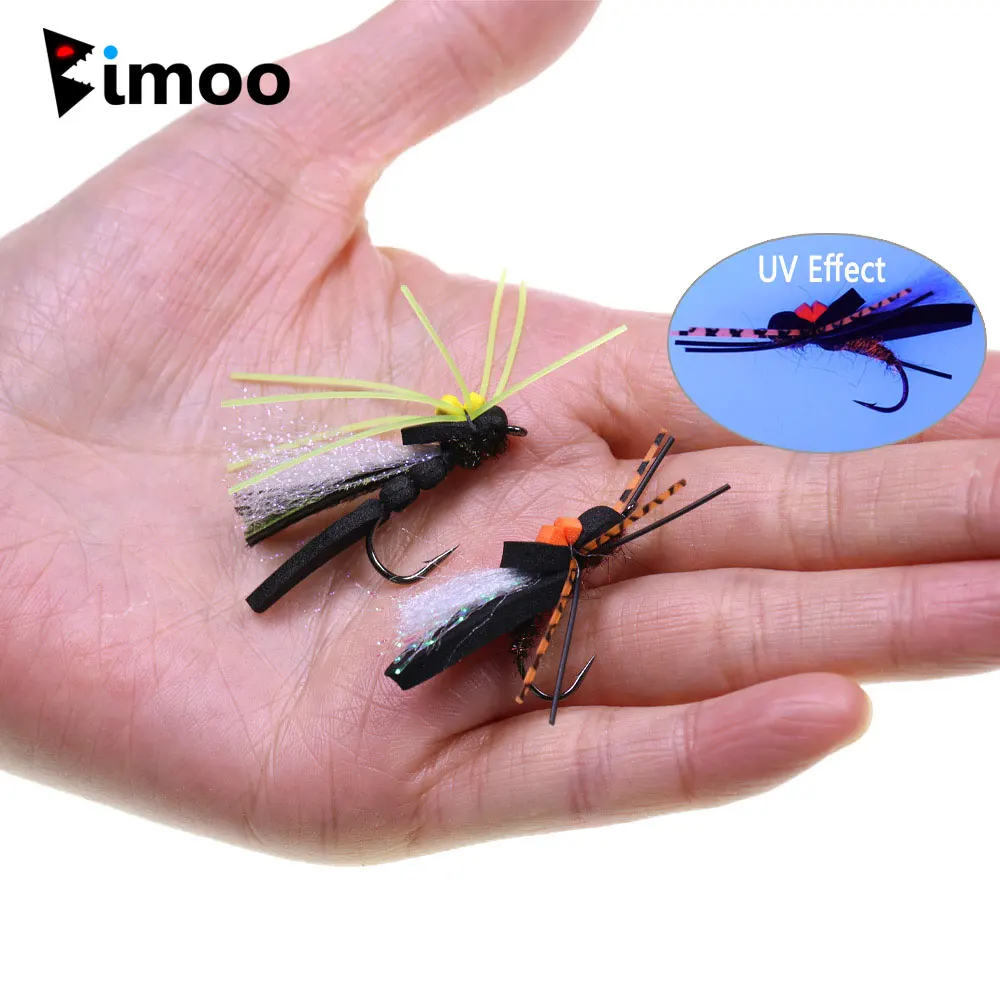 Mosca de tolva negra de espuma tipo A con patas de goma y Flashabou