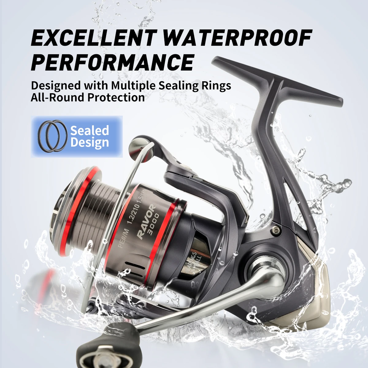 Carrete de pesca giratorio Johncoo – cuerpo de carbono - imagen 4