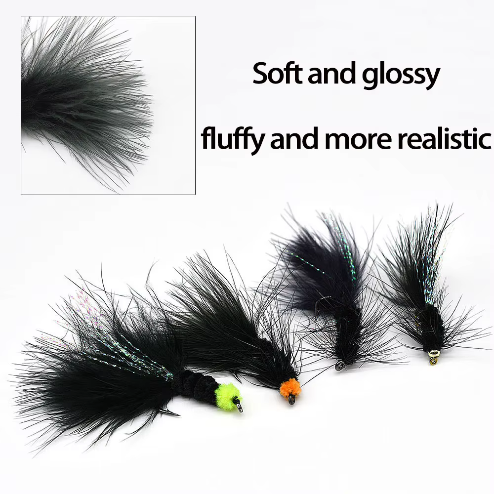 MNFT Mosca Beadhead Streamer negra para pesca de trucha en ríos - imagen 2