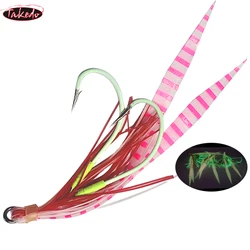 Anzuelos Jigging TAKEDO MARUSEIGO 28 – Fluorocarbono falda silicone para lubina