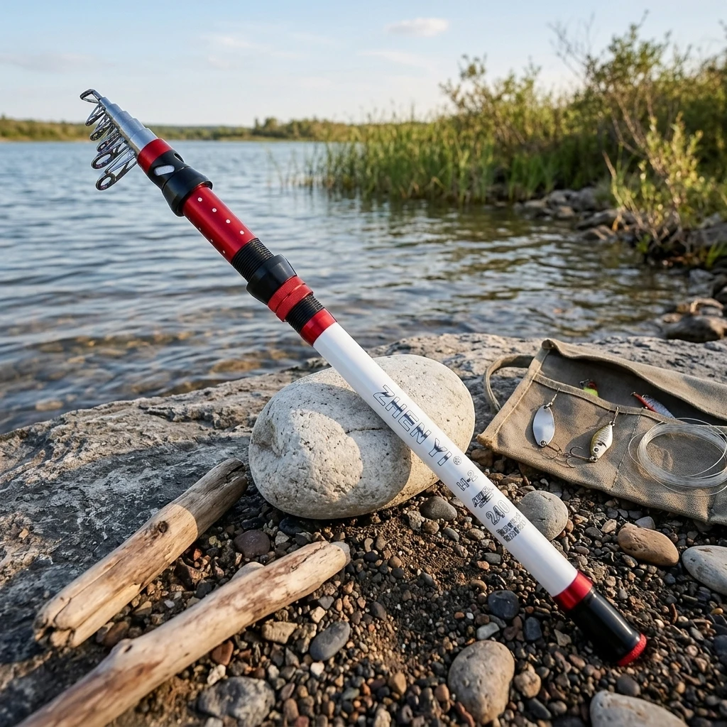Caña telescópica ultracorta de carbono rígido, portátil para pesca - imagen 4