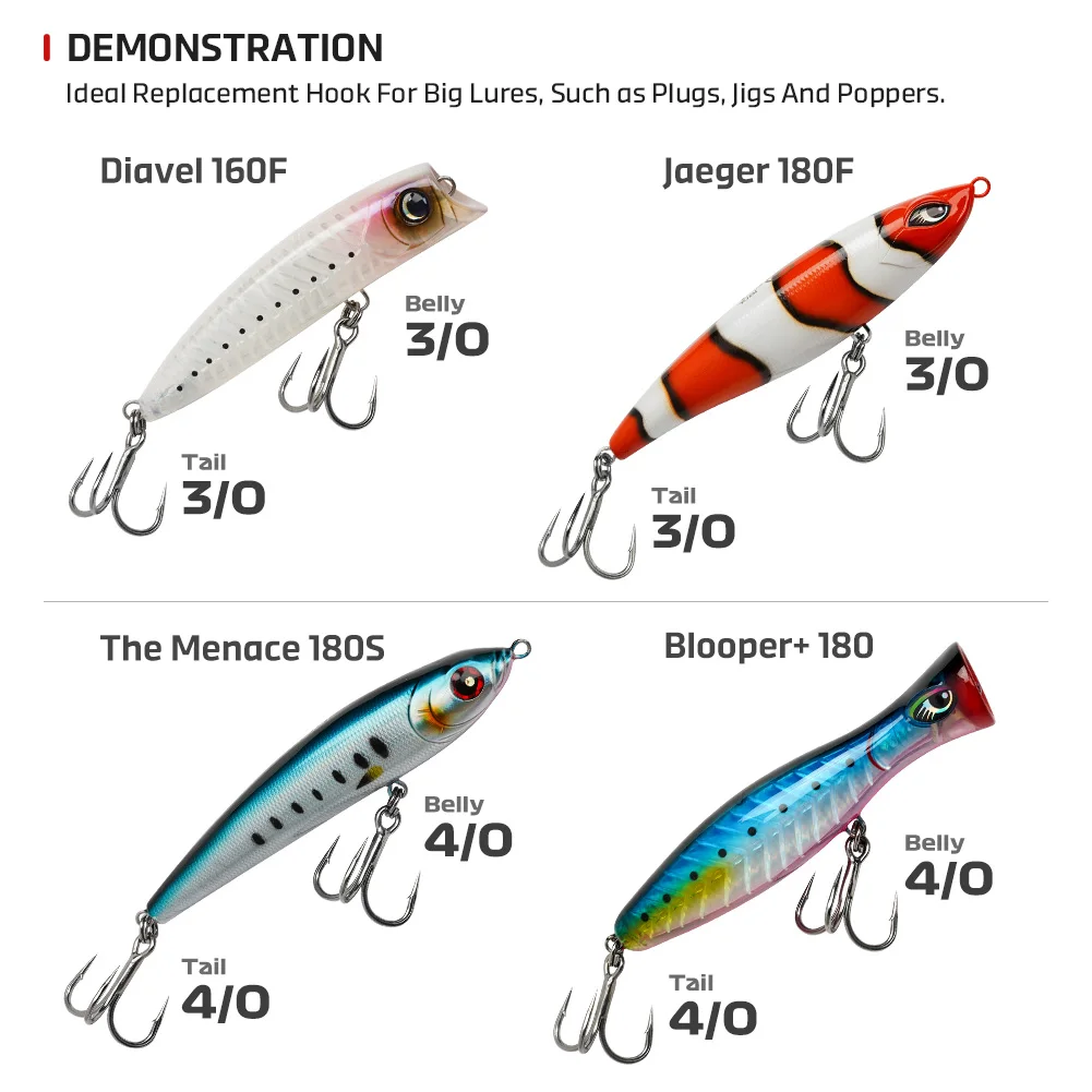 NOEBY Anzuelo triple alta resistencia para pesca de atún azul - imagen 2