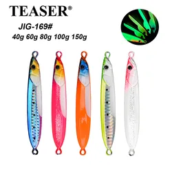 Señuelos Metálicos Luminosos Teaser J169 – Hundimiento Lento para Pesca en Mar