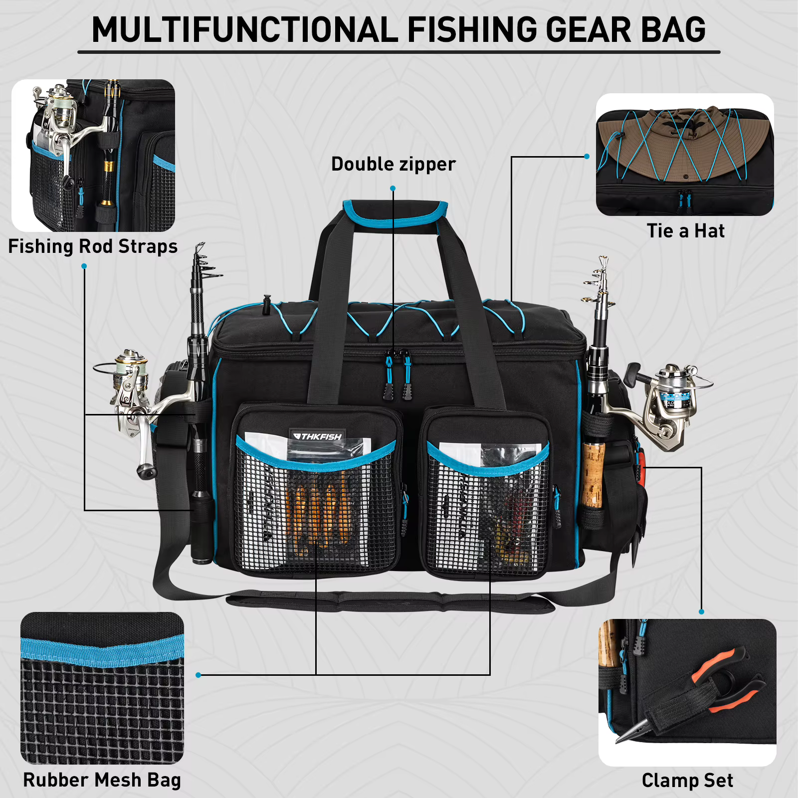 Bolsa bandolera de pesca impermeable con soporte para cañas - imagen 4