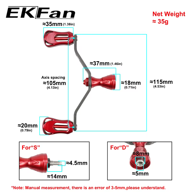 EKFan 35G Manijas Dobles de Carbono para Carrete Giratorio - imagen 4