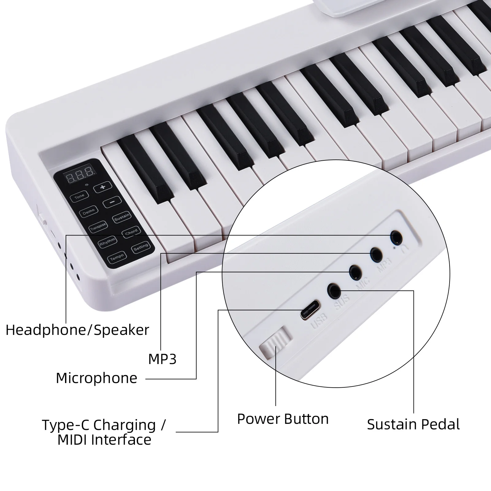 Piano Electrónico Plegable 61 Teclas – Portátil con Bluetooth integrado - imagen 2