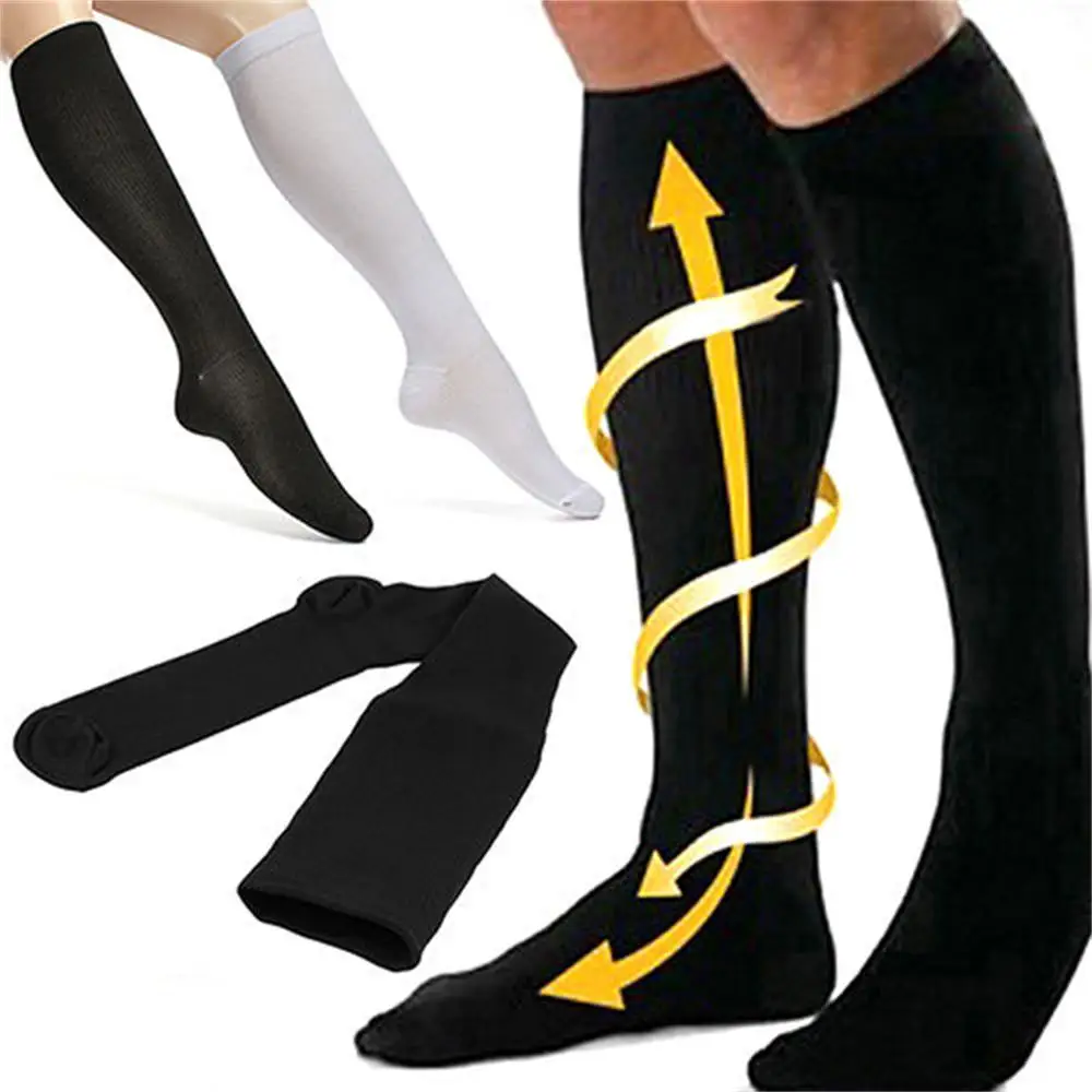 Calcetines de compresión hasta la rodilla elásticos de color sólido - imagen 5