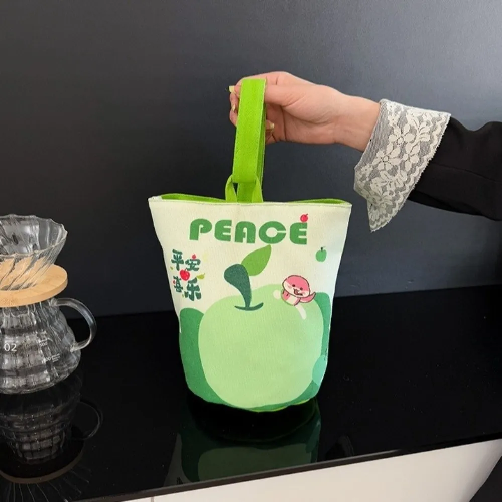Bolso tipo cubo de lona con estampado de frutas, ligero y portátil - imagen 3