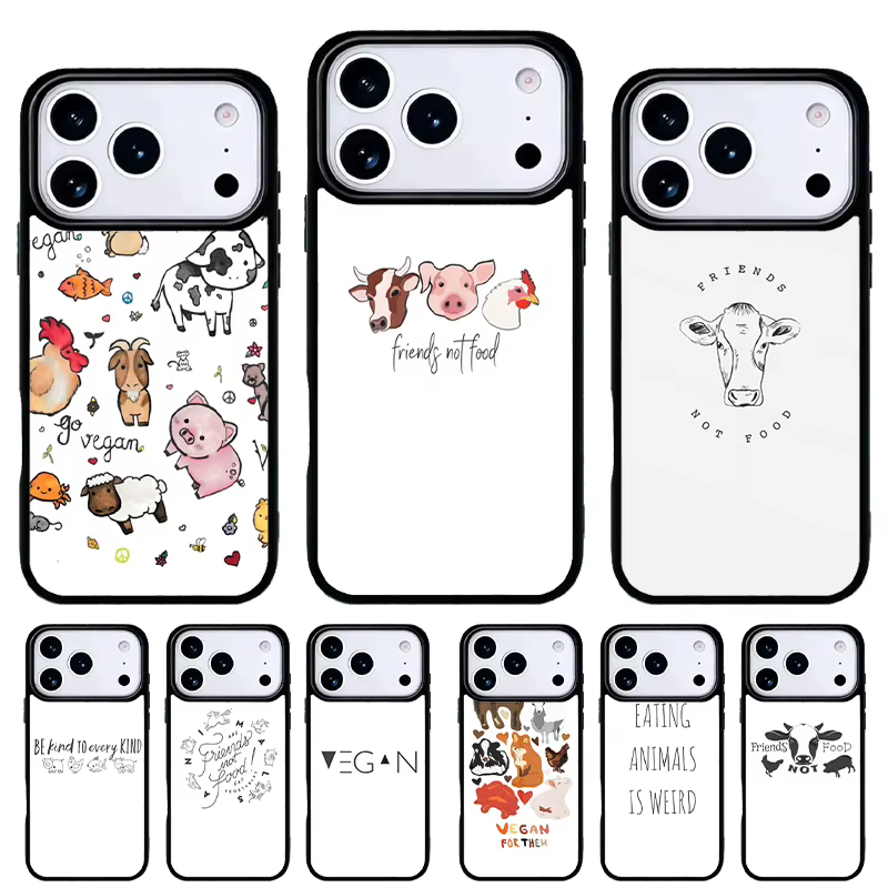 Funda Vegana para iPhone – Diseño Amigos Veganos, No Comida