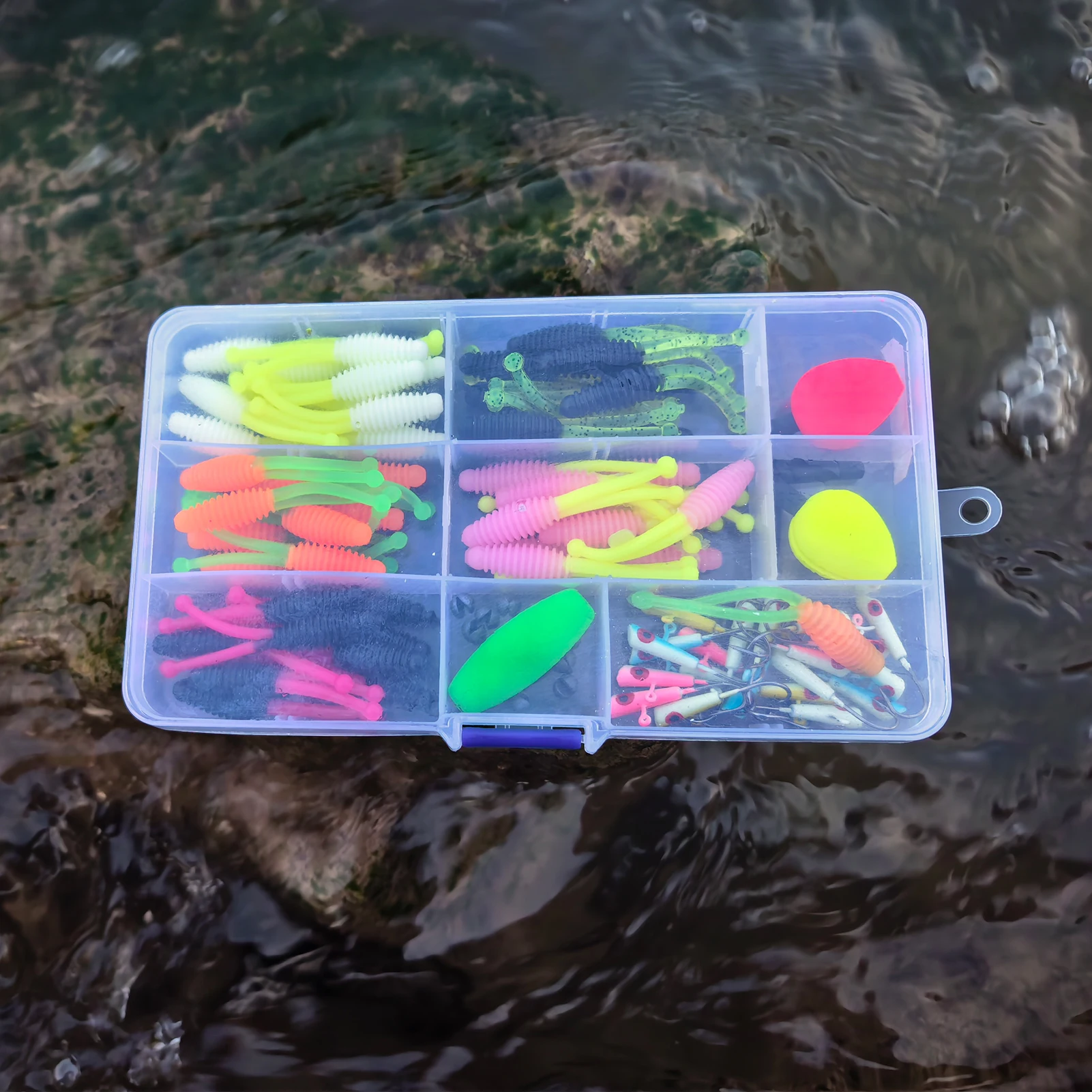 FREE FISHER Señuelos blandos vinilo doble cola con jig head - imagen 5
