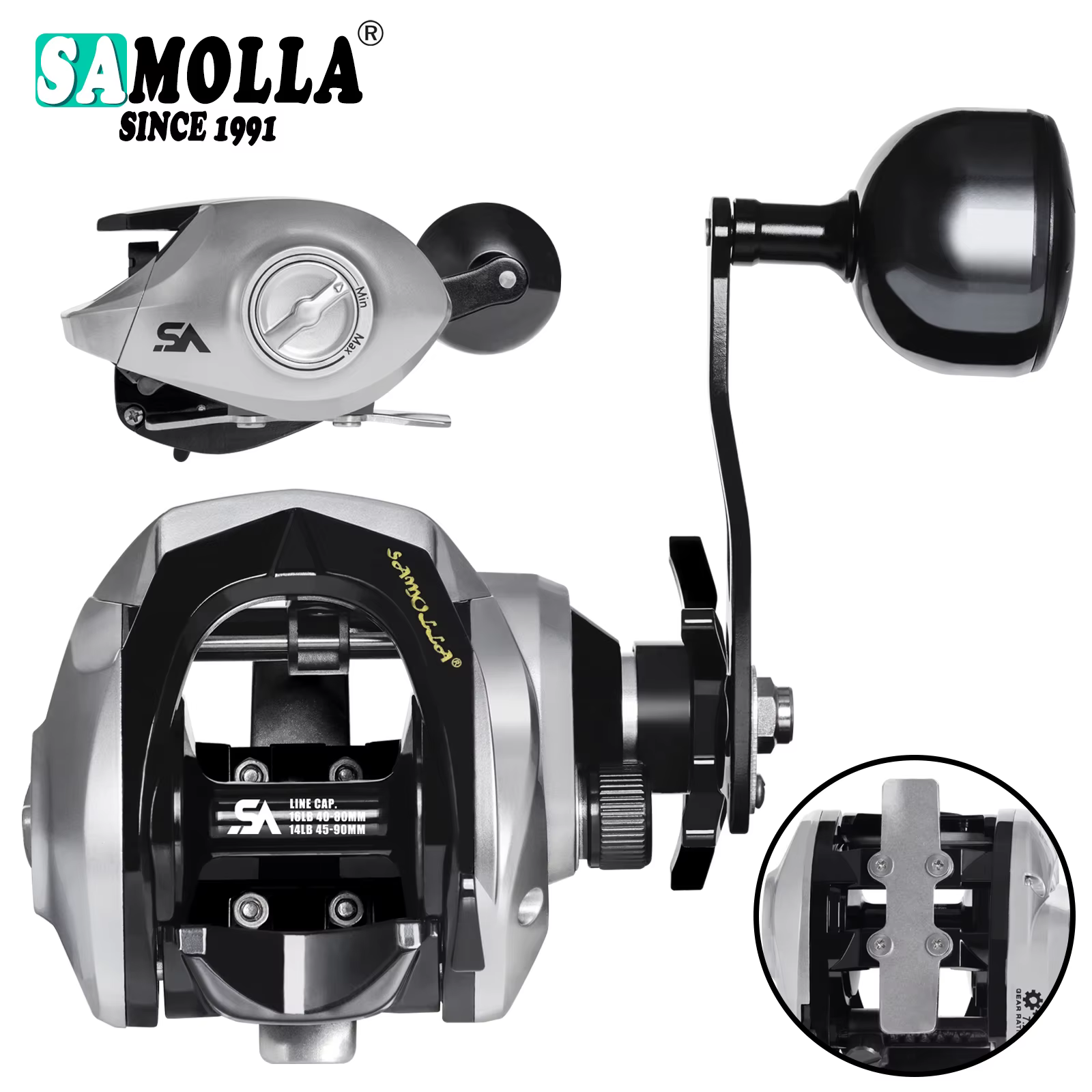 Samolla Carrete Baitcasting 6.3:1 – Arrastre 15KG para pesca marina