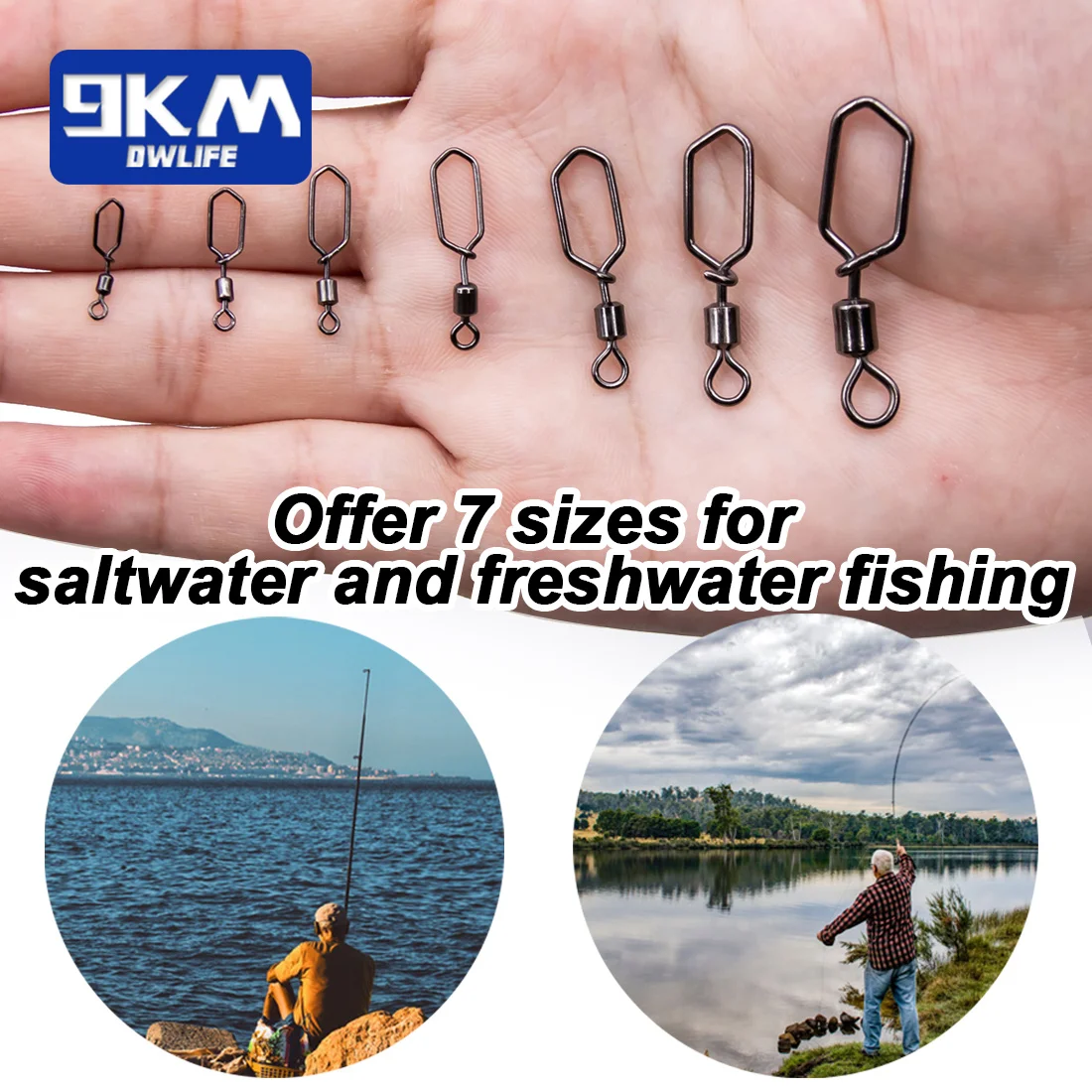 Eslabones giratorios con seguro de acero inoxidable para pesca - imagen 5