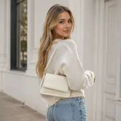 Bolso bandolera cuadrado vintage de piel sintética y gran capacidad