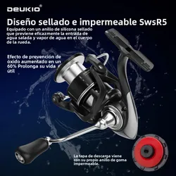 Carrete de Pesca DEUKIO con bobina metálica y manivela CNC