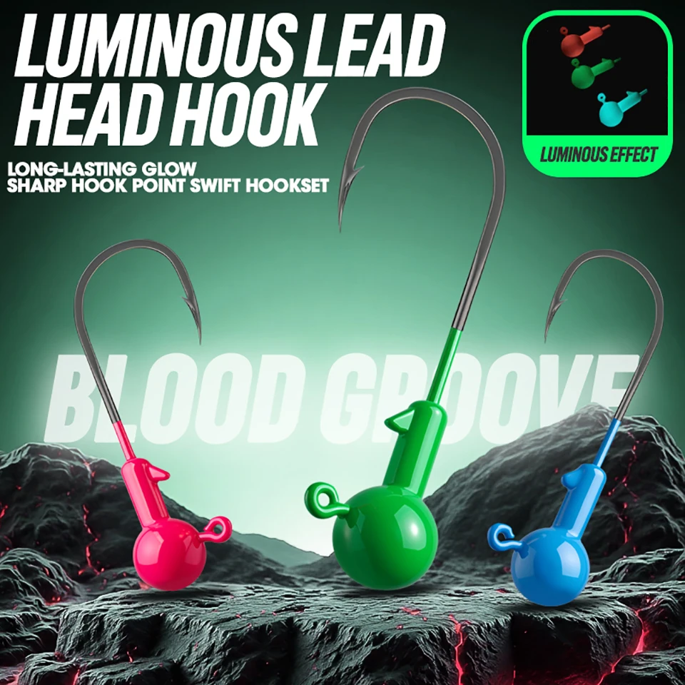 Jig Head metálicos con cabeza de bola, púas y vástago luminoso - imagen 5
