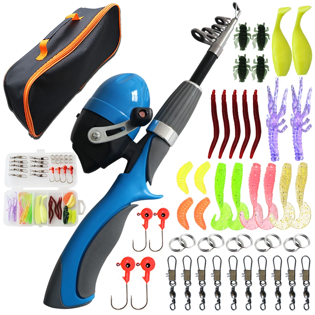FREE FISHER Caña telescópica portátil con combo baitcasting y jig