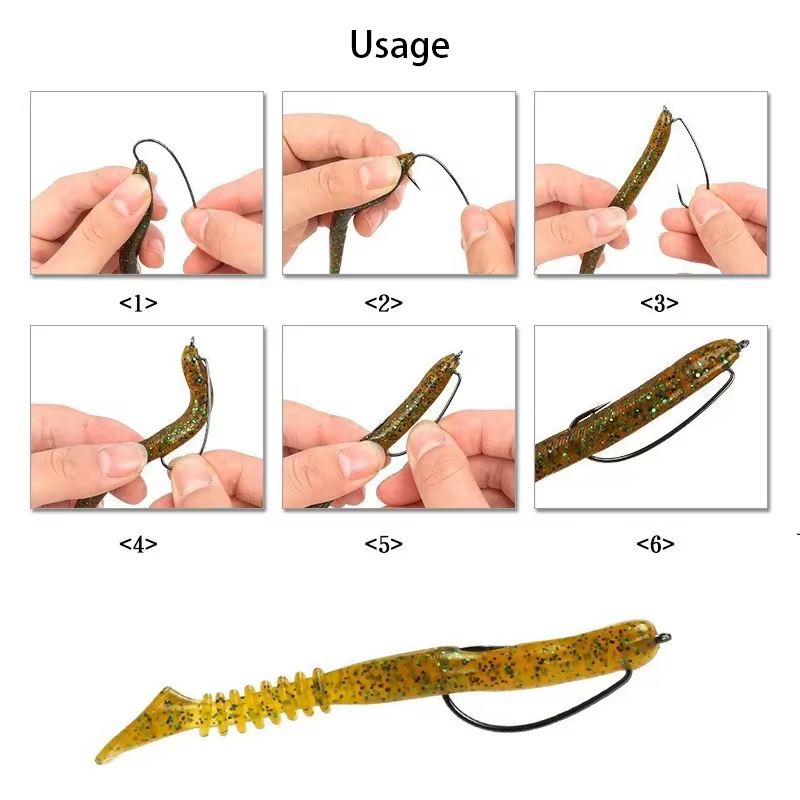 Anzuelo Texan Softjerk 5/0 – Acero carbono para Texas Rig - imagen 2