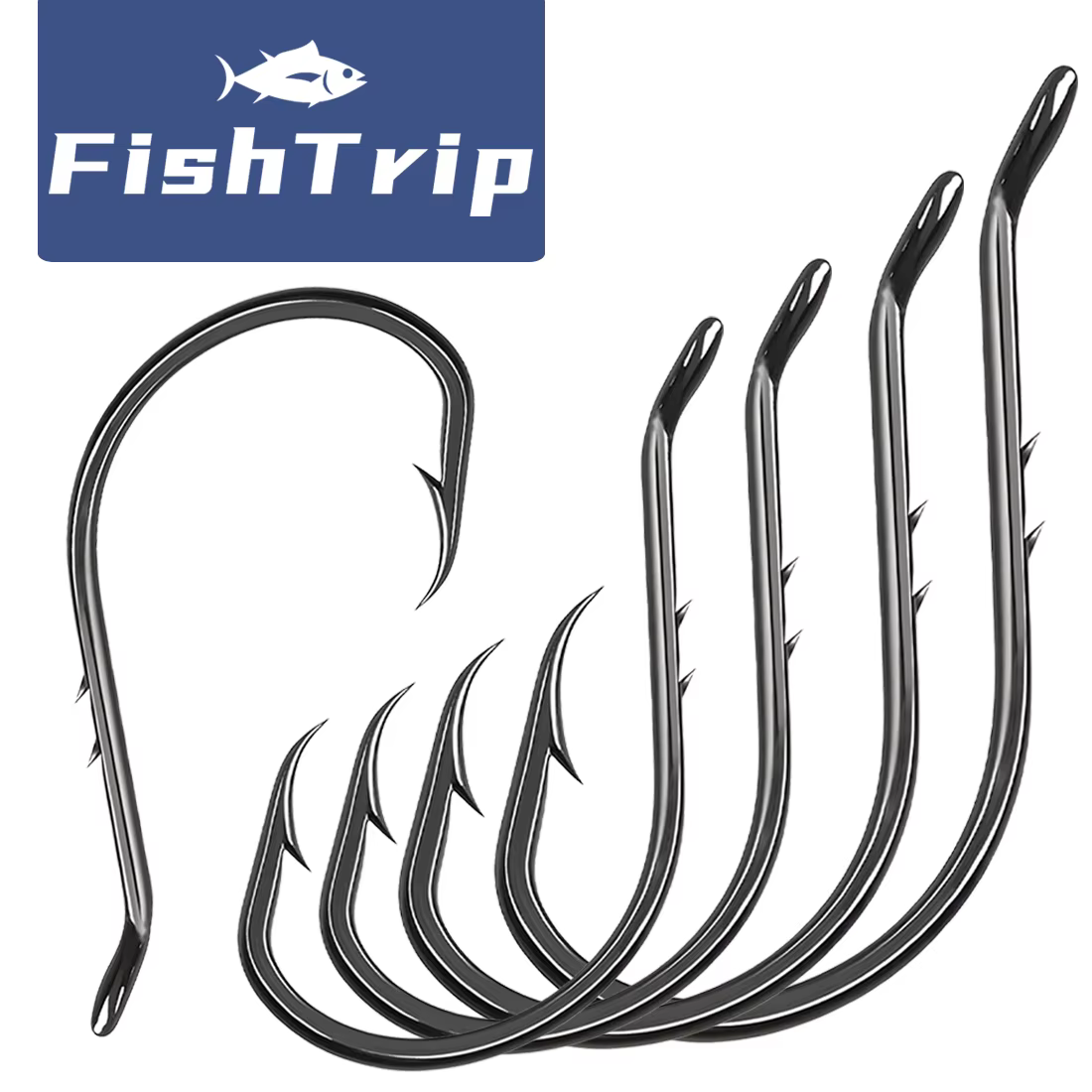 FishTrip anzuelos ojo cerrado pico de lanza resistentes agua salada - imagen 3