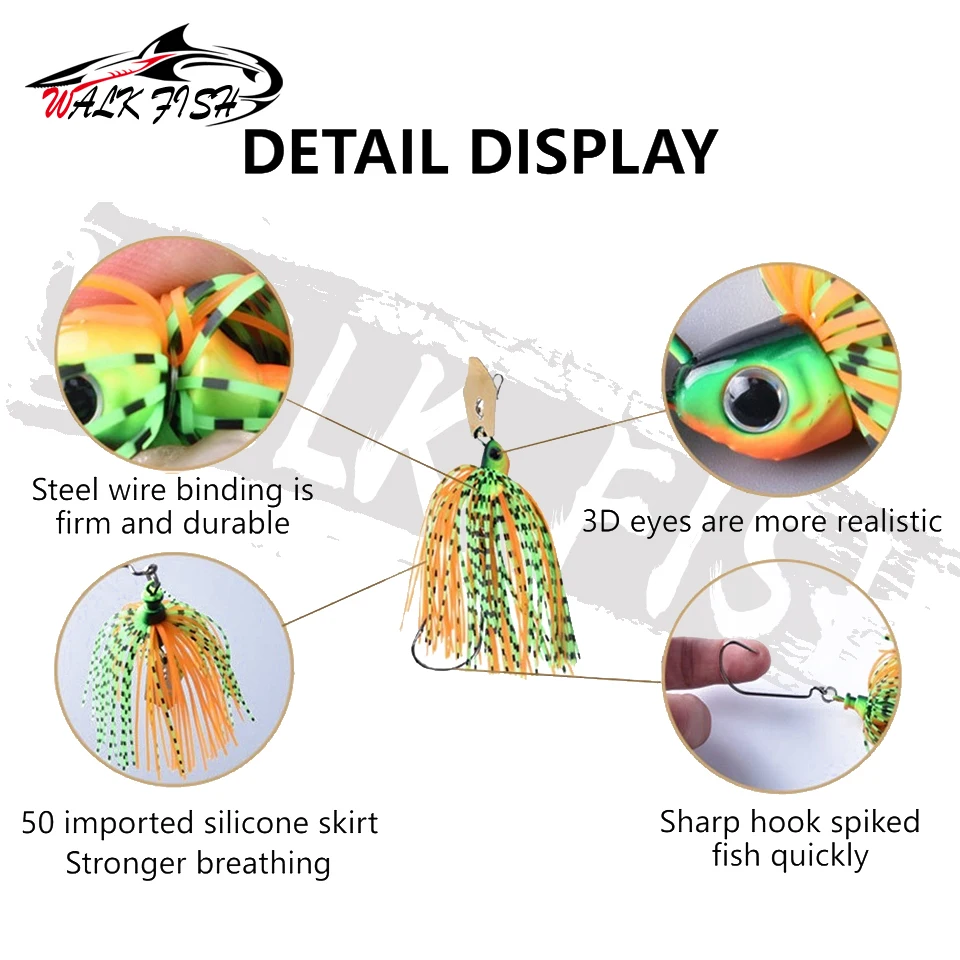 WALK FISH Buzzbait con falda de goma para lucio y bass - imagen 2