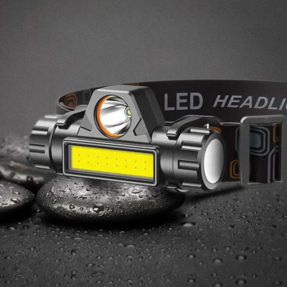 Linterna frontal LED recargable USB con intensidad regulable continua