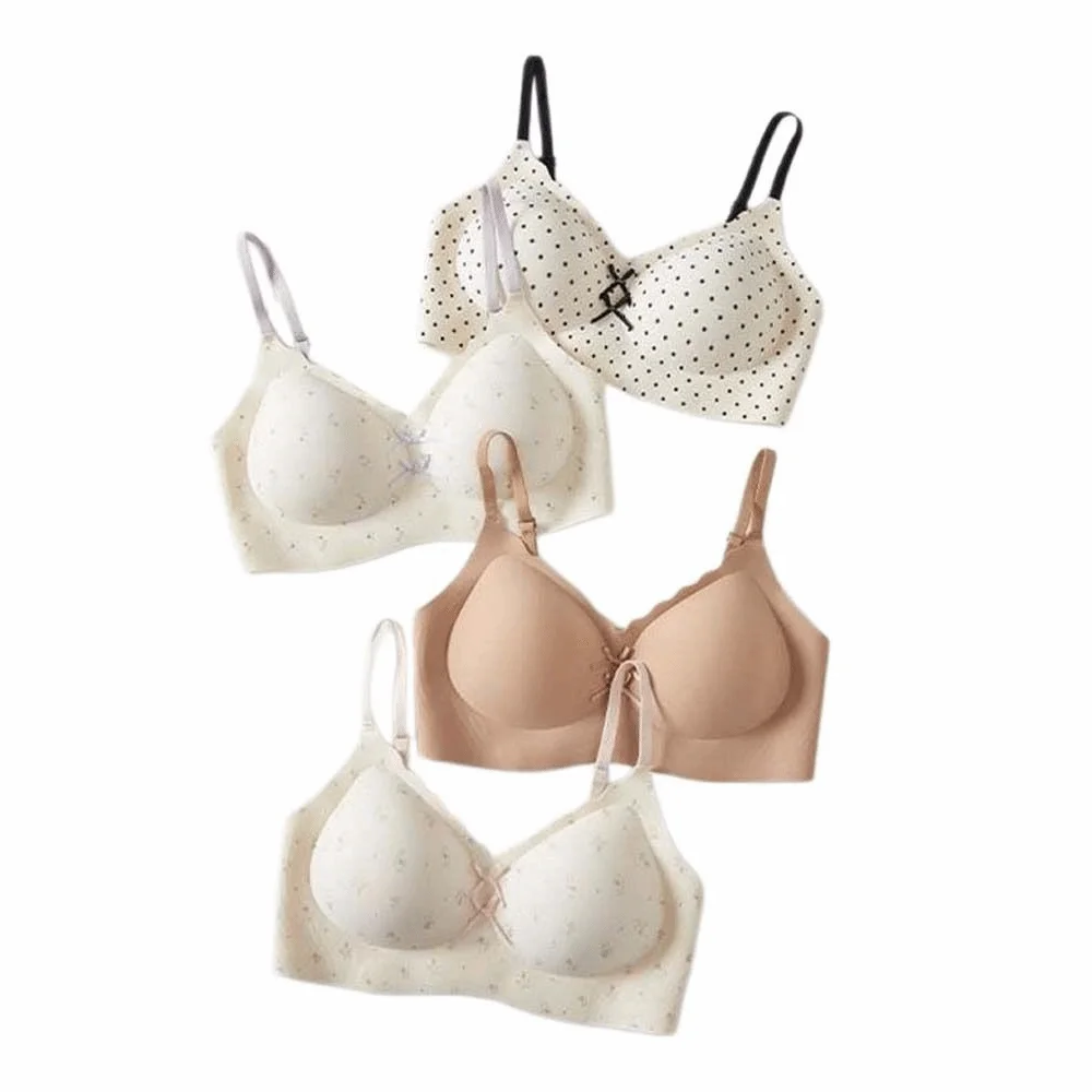 Sujetador inalámbrico floral con lazo push-up antideslizante - imagen 4
